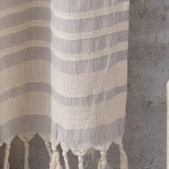 Organic Cotton Loom Weave Spa Bath Towel Gray Natural Stripe NEW Sensitive Skin - Picture 7 of 16
